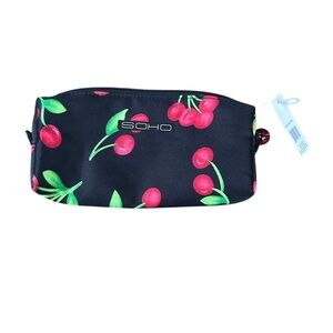 Soho Black and Red Cherry Cosmetic Bag